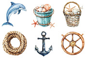 Watercolor Coastal Clipart, a Seasonal Illustration by CitraGraphics (Thumbnail 2 of 6)