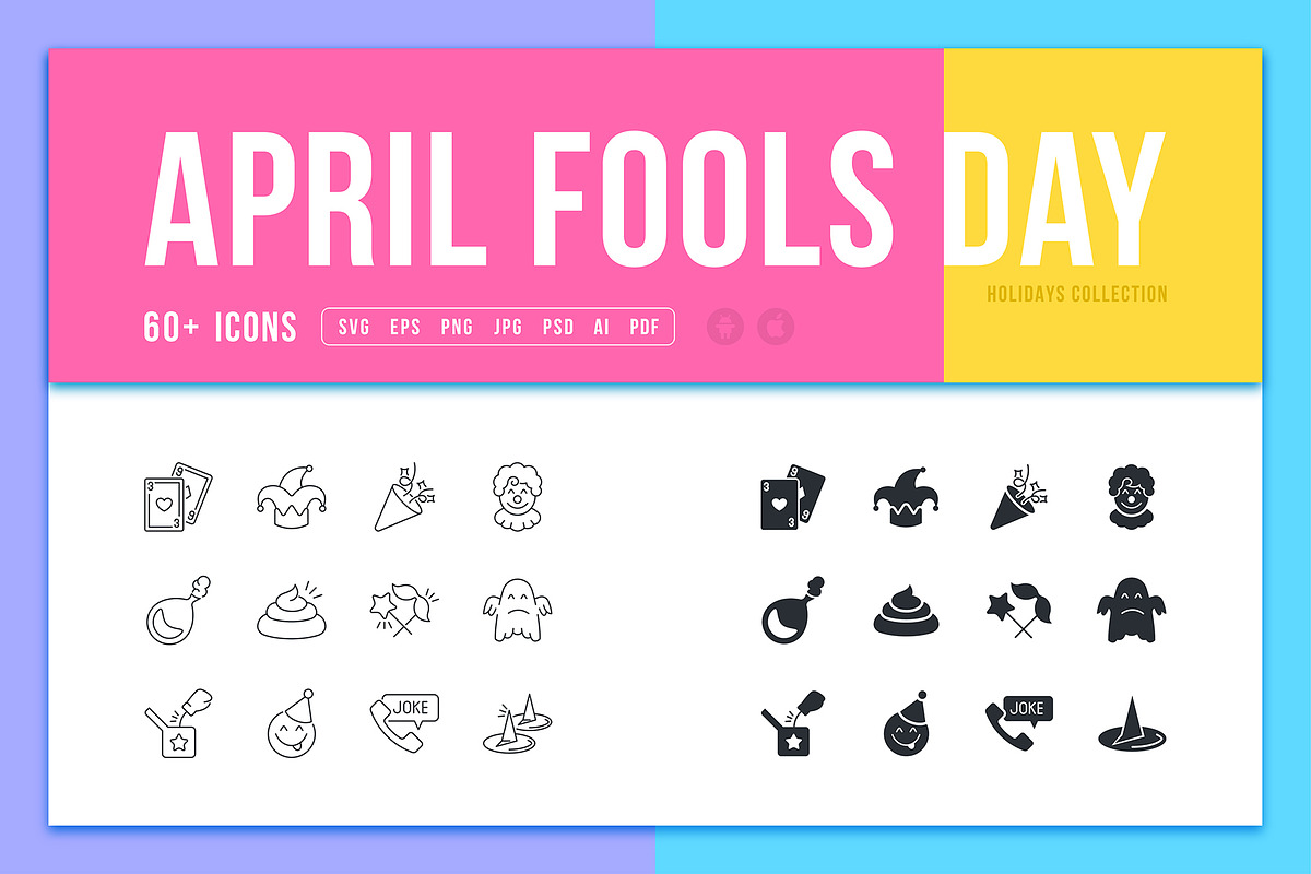 April Fools Day - 60 Icons, an Outline Icon by M.Style