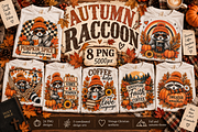 Fall Raccoon 8 PNG Bundle, a Decorative Illustration by ElDesignState (Thumbnail 1 of 9)