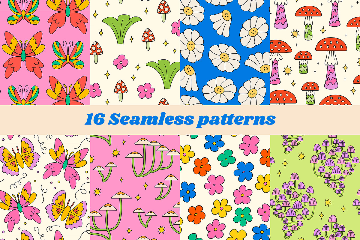 Retro Groovy | Cliparts & Patterns, an Object Graphic by Felizabeth Design (Photo 8 of 9)