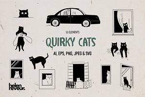 11 Quirky Cats Illustration