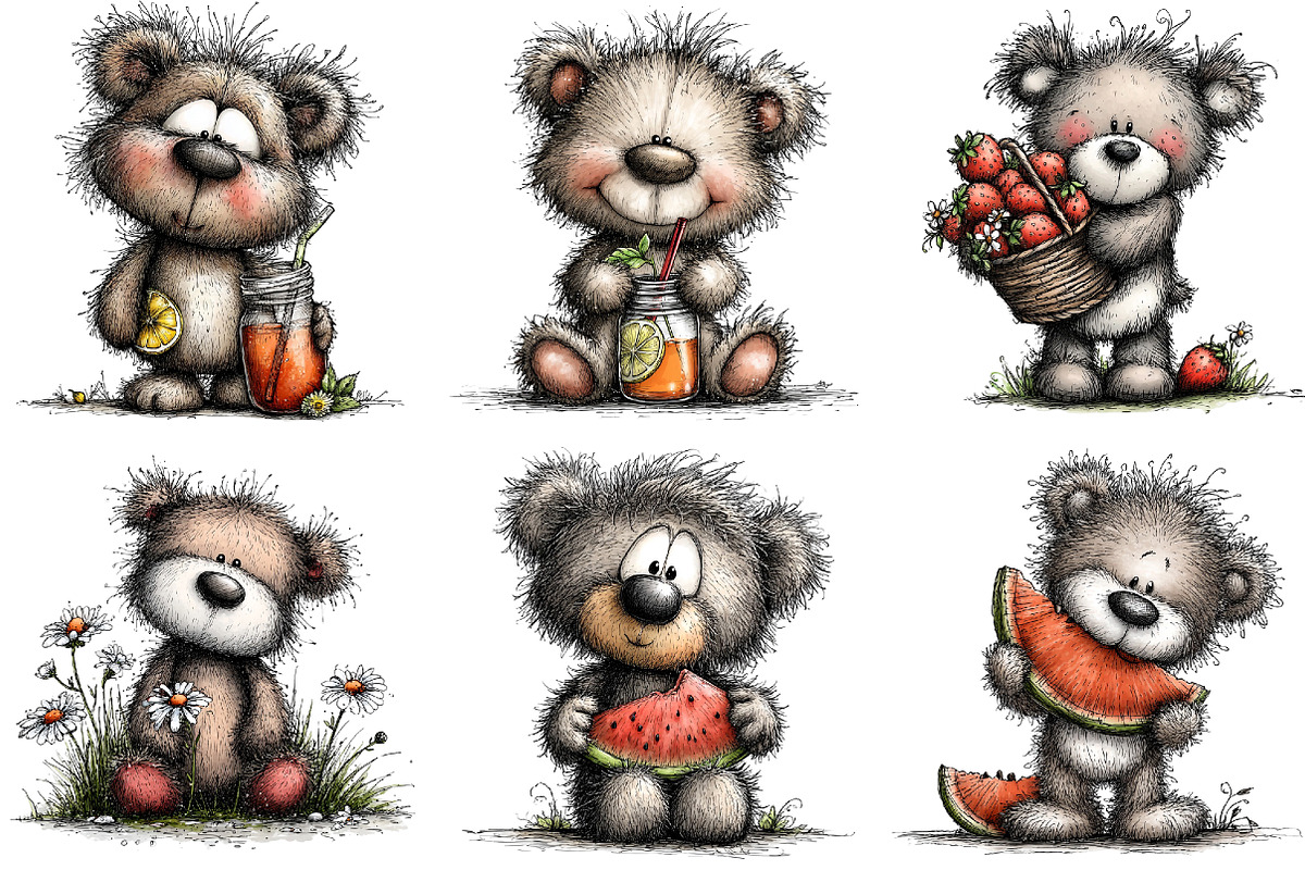 Whimsical Summer Teddy Bear Clipart, an Illustration by DreamArtGraphic (Photo 4 of 5)