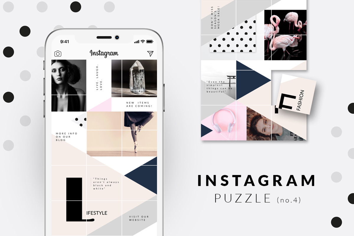 Instagram PUZZLE template -Geometric, a Social Media Template by CreativeFolks (Photo 1 of 6)