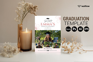 Canva Graduation Invitation Template, a Social Media Template by Walllow Creatives