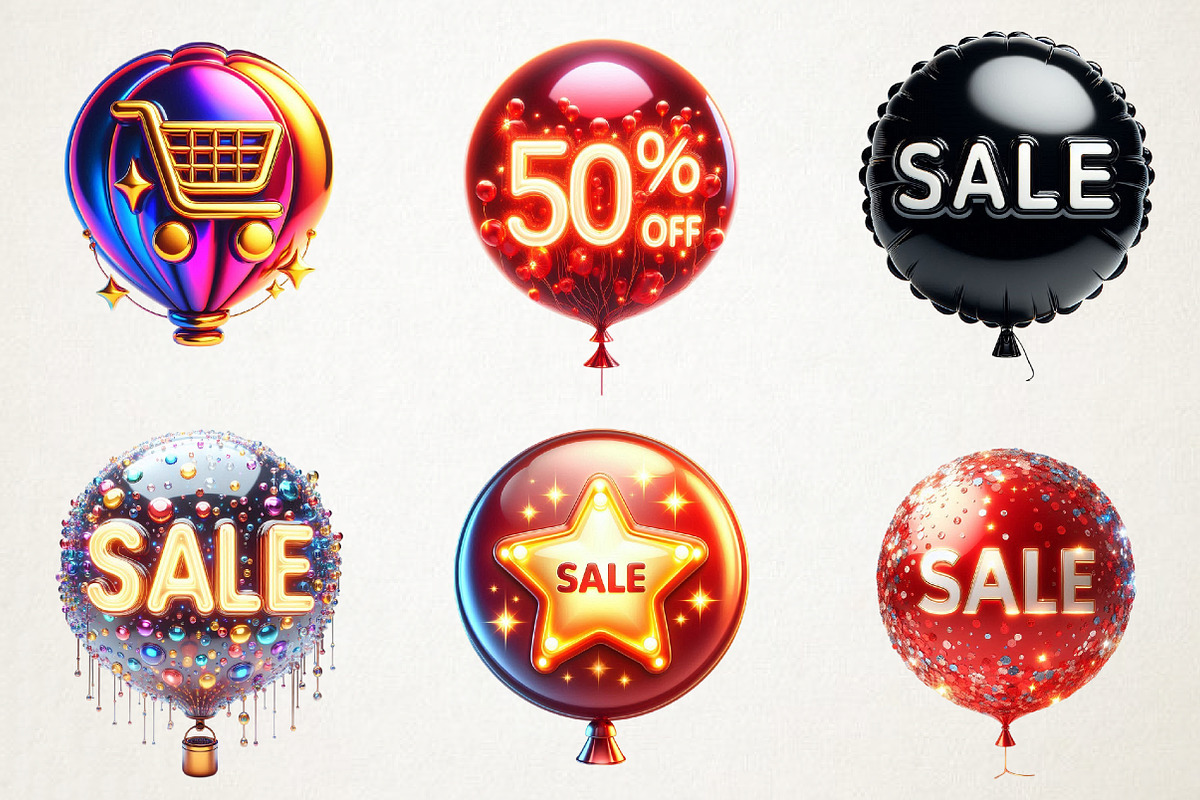 Black Friday Balloons PNG Collection, an Illustration by RobertsArt (Photo 2 of 7)