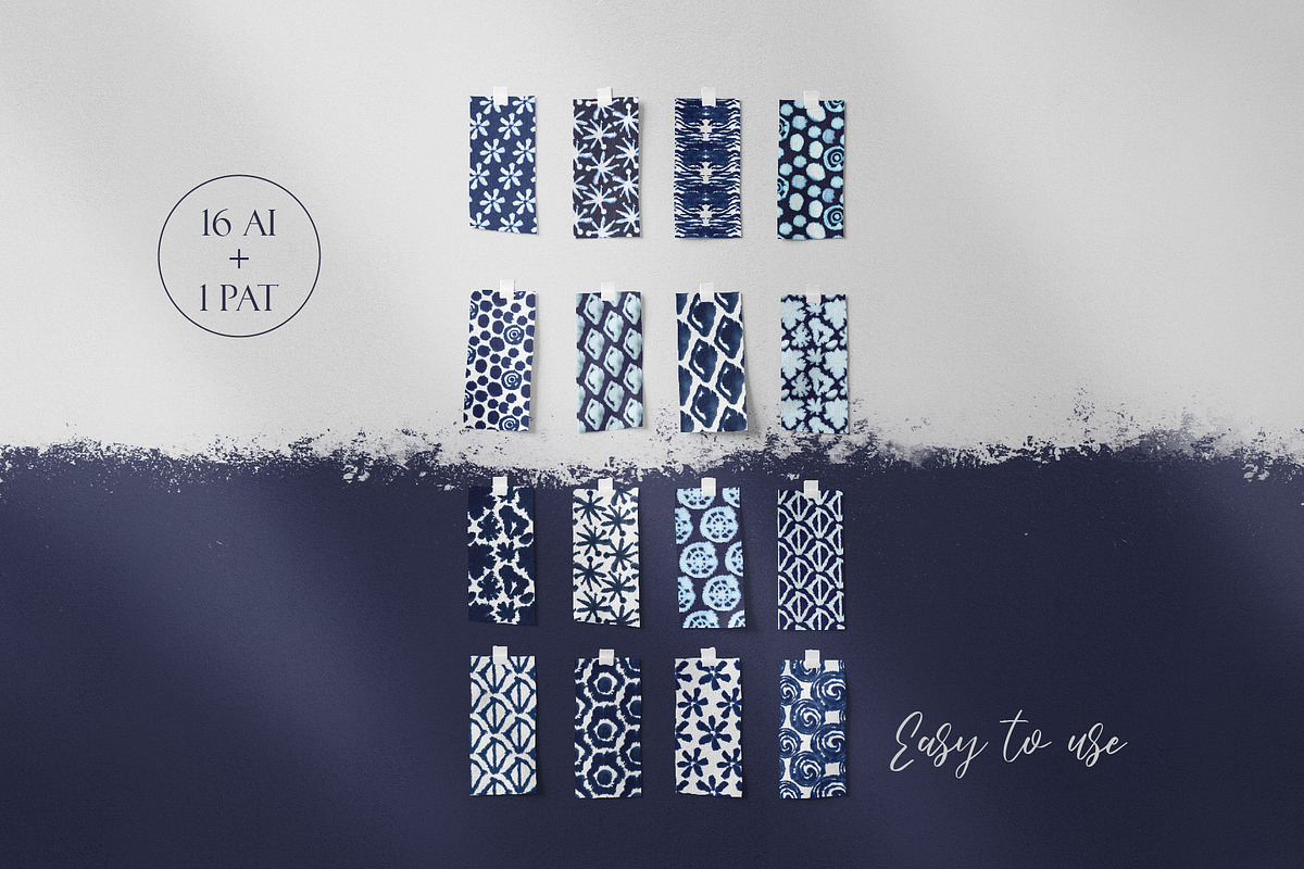 Indigo Watercolor and Ink Patterns, a Pattern Graphic by Tiger and Flower (Photo 5 of 10)