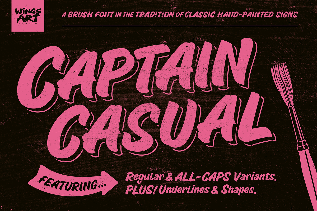Captain Casual - A Sign Painter Font, a Font by Wingsart Studio (Photo 1 of 15)