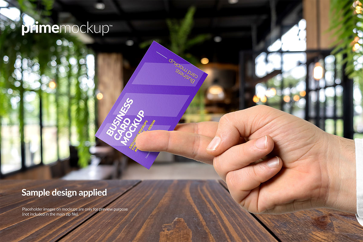 Business Card in a hand Mockup, a Print Template by PrimeMockup (Photo 7 of 12)