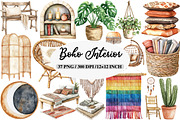 Watercolor Boho Interior Clipart, an Illustration by Daily.Designs (Thumbnail 1 of 5)