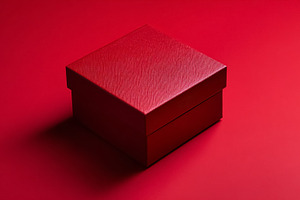 Red gift box presenting luxury surprise and romantic passion for, a Photo by Studio ANNA