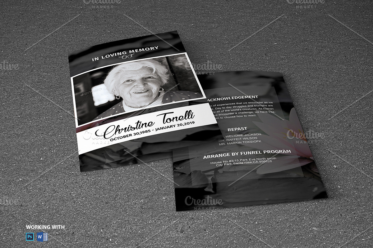 Funeral Program Template Black White, a Brochure Template by Madhabi Studio (Photo 5 of 5)