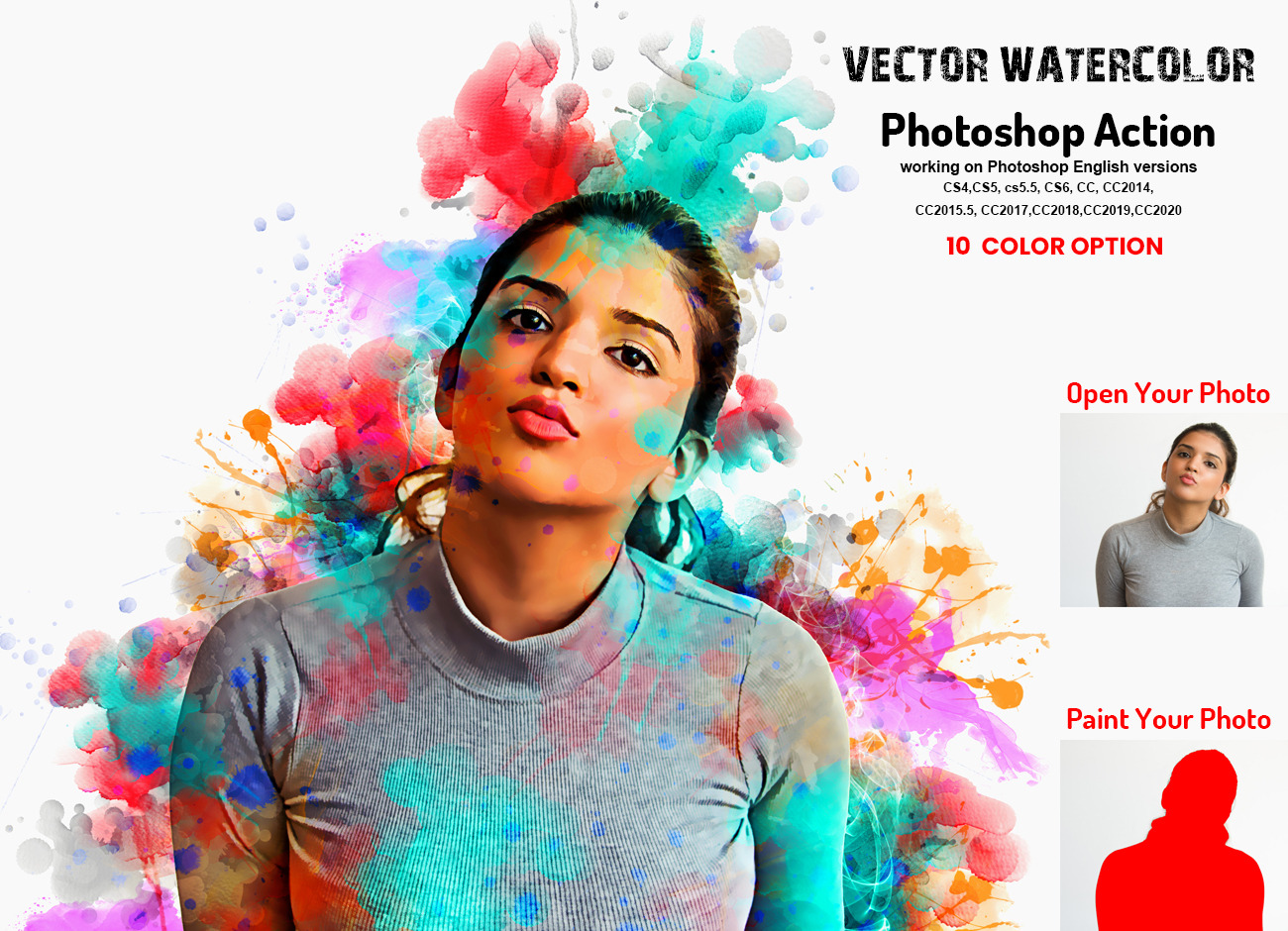 Vector Watercolor Photoshop Action, an Action Add-On by Studio Retouch