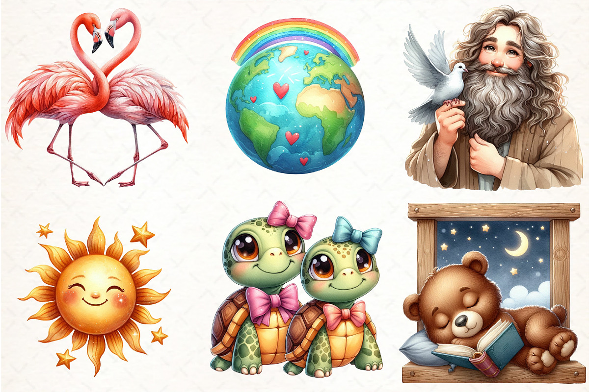 Cute Noah's Ark Watercolor Clip Art, an Illustration by Pixels.Craft (Photo 3 of 7)