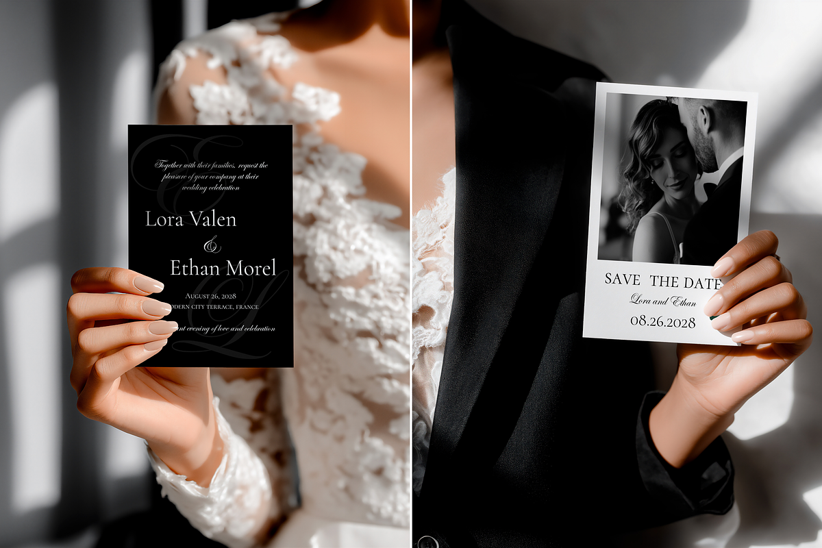 B&W Wedding Stationery Mockup Bundle, an Advertising Mockup by Serenefeeling (Photo 10 of 14)