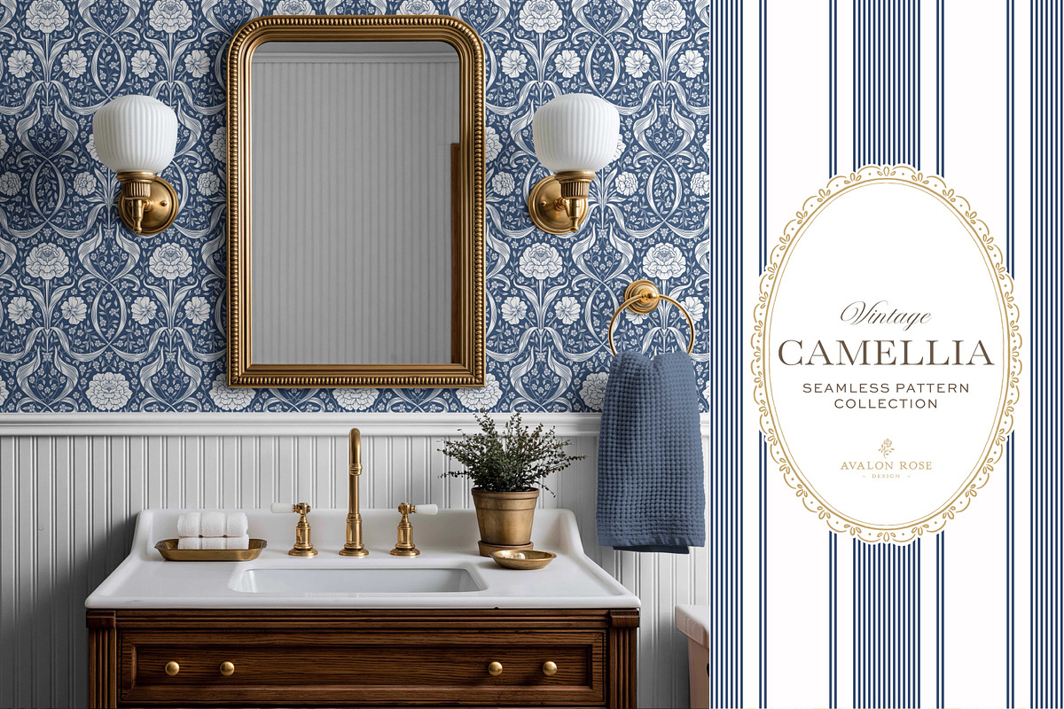 Arts & Crafts Floral Patterns Cobalt, a Pattern Graphic by Eclectic Anthology (Photo 7 of 10)