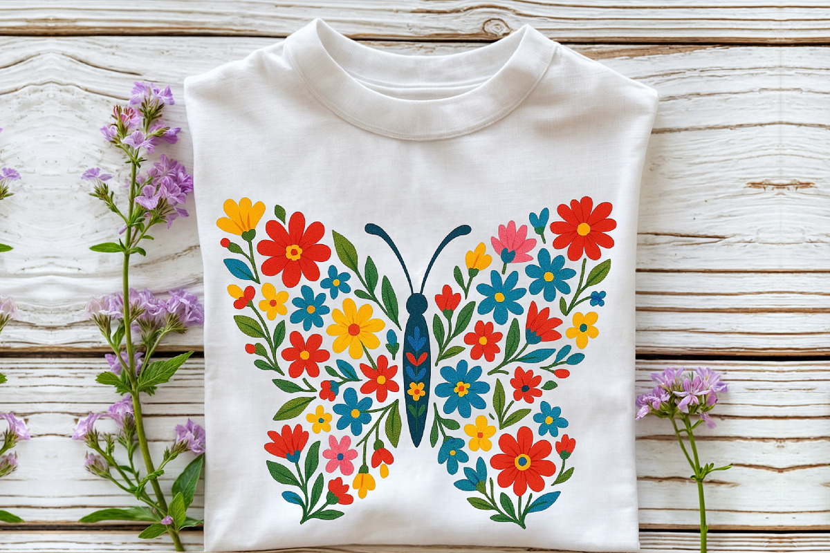 Flower Butterfly Sublimation Design, a Seasonal Illustration by Rose Art (Photo 2 of 4)