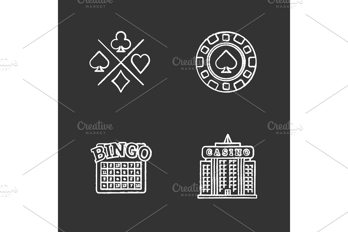 Casino chalk icons set, an Outline Icon by IMG Visuals