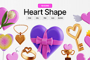 Heart Shape 3D Icon Set, an Object 3D Model by Eklip Studio (Thumbnail 2 of 2)