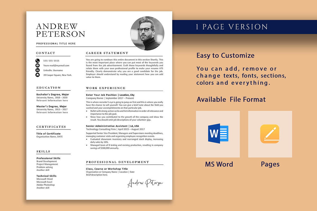 Professional Resume Template, CV, a Resume Template by VictoriousVita (Photo 2 of 8)