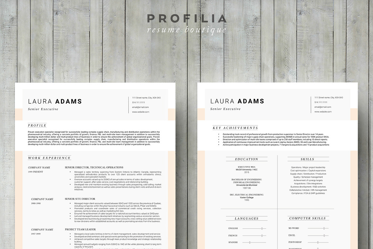 Word Resume & Cover letter Template, a Resume Template by Profilia Resume Boutique (Photo 3 of 4)