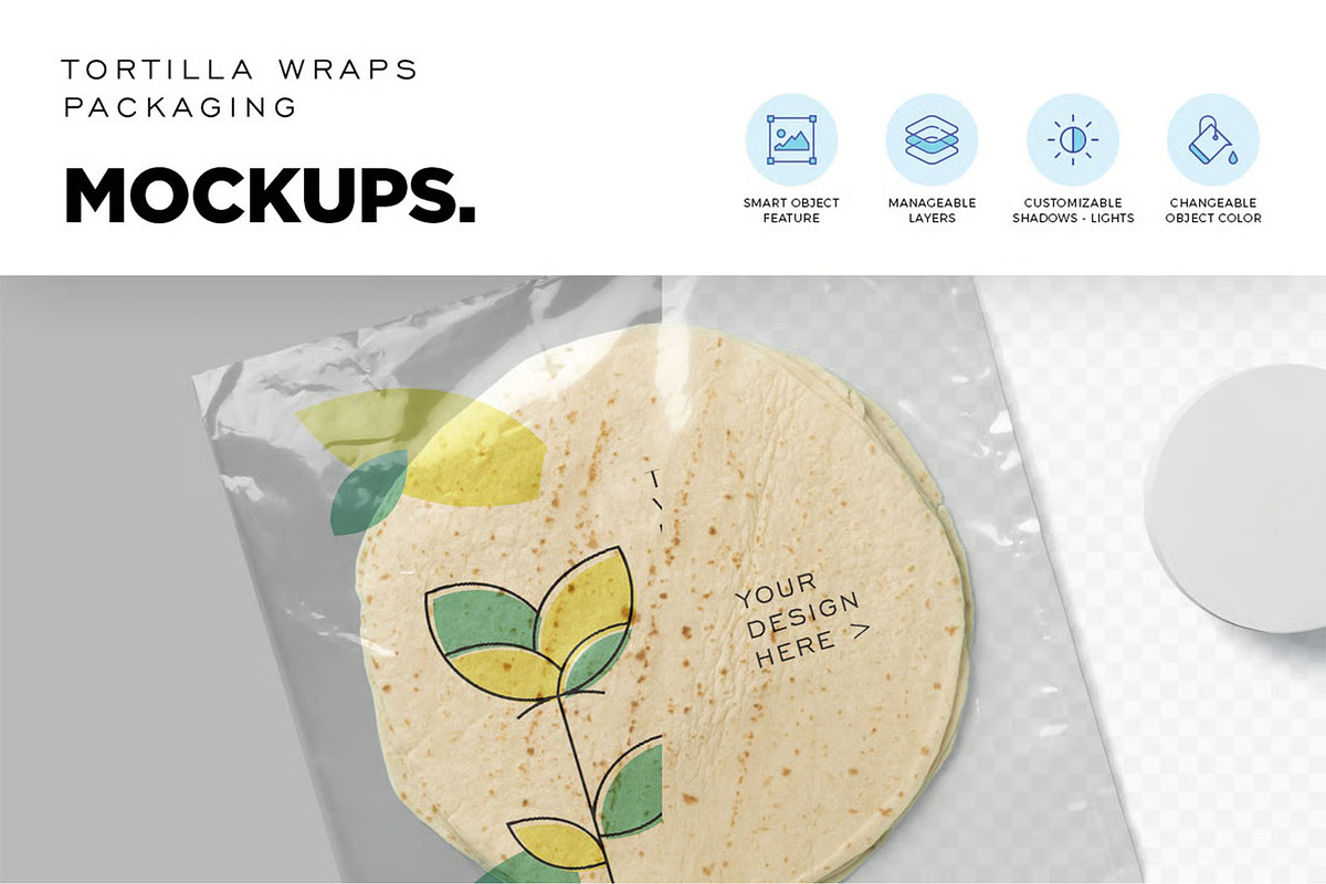 Tortilla Packaging Mockups, a Packaging Mockup by megostudi0 (Photo 6 of 6)