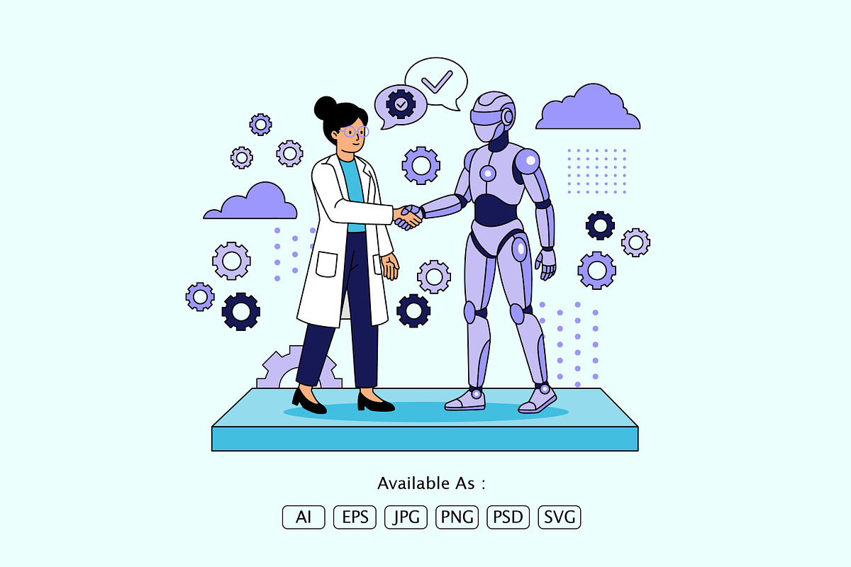 Ai & Human Cooperation Illustration, a Person Illustration by Partikusi Design (Photo 2 of 3)
