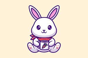 Cute Rabbit Bunny Drink Carrot Juice, an Animal Illustration by Catalyst Labs
