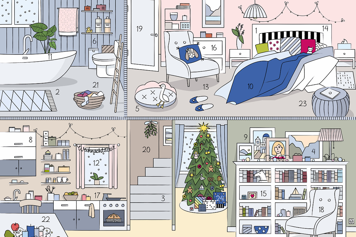 Christmas calendar: 24 cute dogs, a Poster Template by One_minute_sketch (Photo 2 of 4)