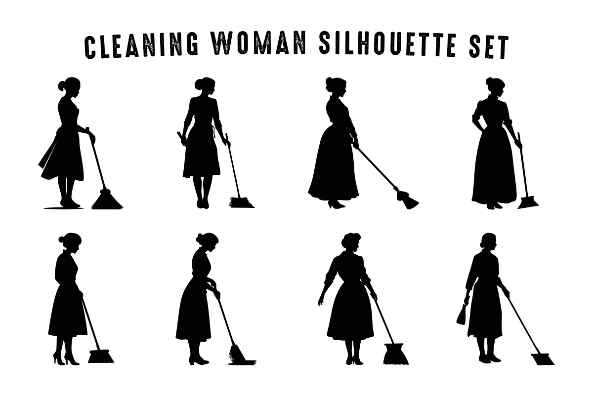 Cleaning Woman Silhouette SVG Set, a Work Illustration by Gfx Expert Team (Photo 3 of 3)