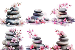 Zen Stones Spa Art Clipart Bundle