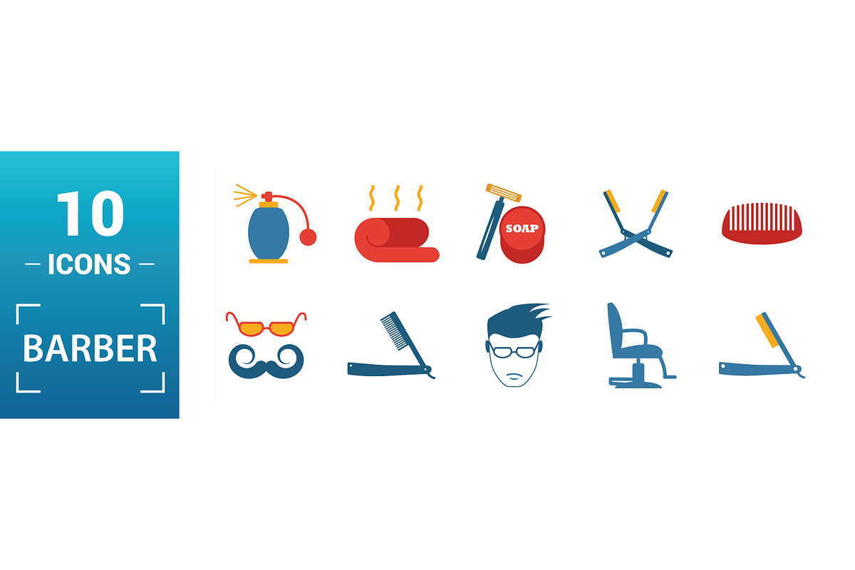 Barber Flat Icon Set, an Object Graphic by Aimagenarium@gmail.com (Photo 3 of 3)