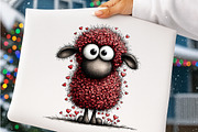 Funny Valentine Sheep Clipart Bundle, an Illustration by SinaCreation (Thumbnail 9 of 11)
