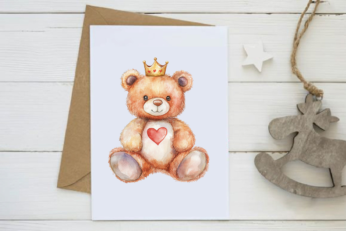 Watercolor Valentine's Teddy Bear, an Illustration by Design Market (Photo 5 of 5)