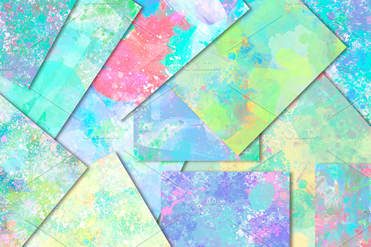 Watercolor blue splash-digital paper, a Pattern Graphic by JAY MID IMAGE (Photo 3 of 5)