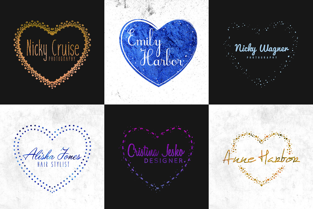 Feminine Logo Creator Kit - Hearts, a Branding & Logo Template by Pulp Creative Studios (Photo 4 of 9)