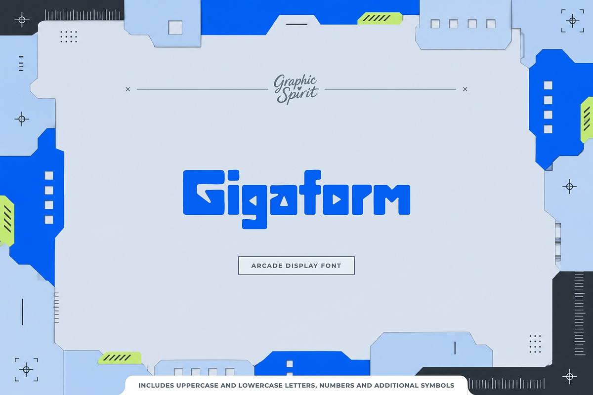 Gigaform Modular Arcade Display Font, a Blackletter Font by Graphic Spirit (Photo 1 of 8)
