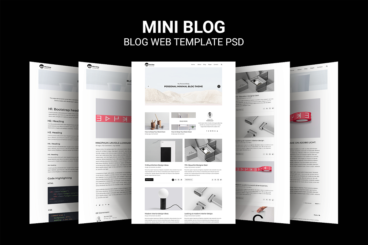 Mini Blog  - Web Template PSD, a Templates & Theme by Themeix (Photo 1 of 5)