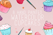 Watercolor Cupcake Illustrations, an Illustration by R.Ewers Designs (Thumbnail 1 of 3)