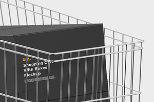 Shopping Cart With Boxes Mockup