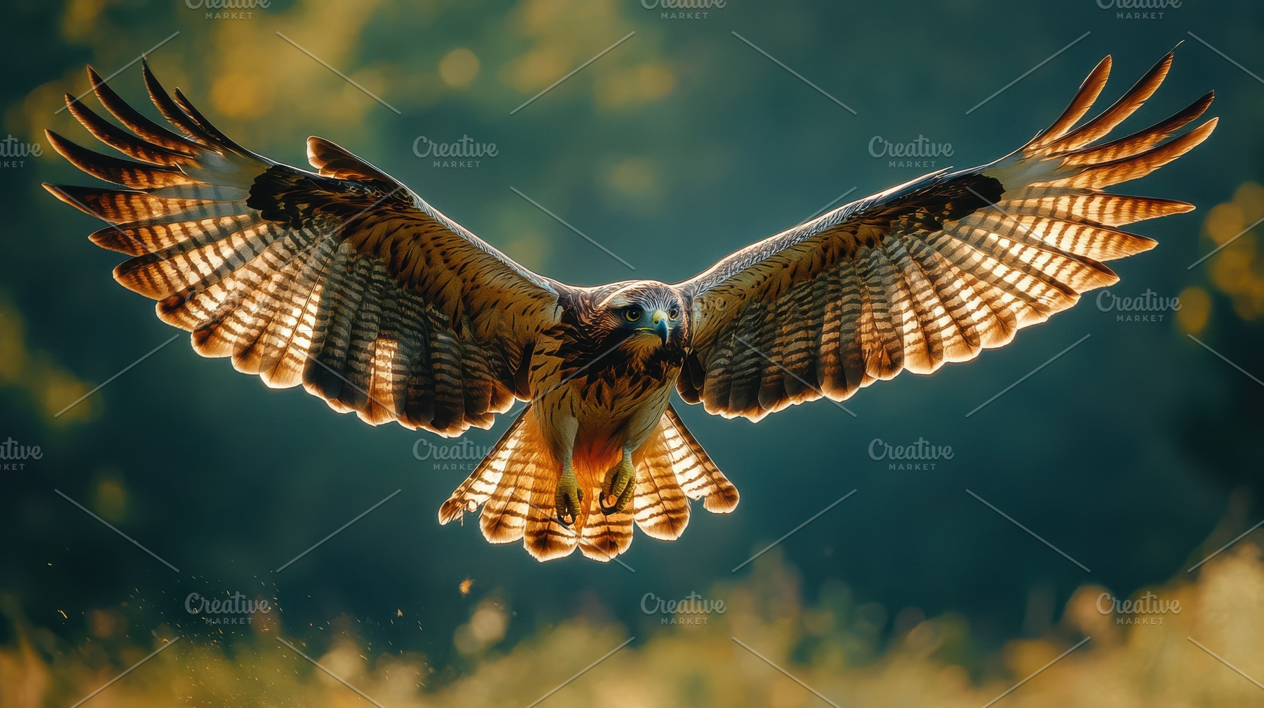 Hawk in flight showing details of th, an Animal Photo by Pixeness Studio
