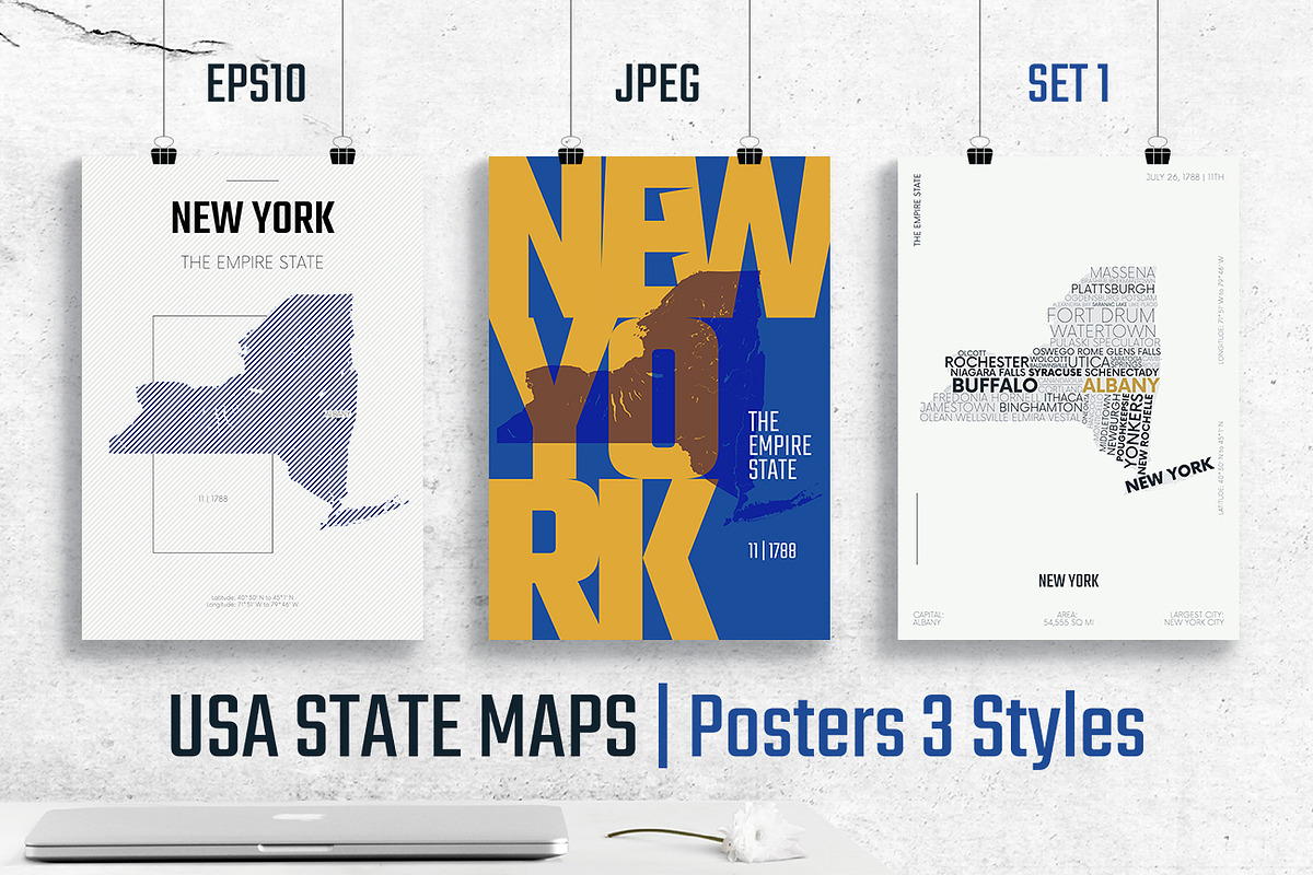 USA State Maps | Posters 3 Styles 1, an Illustration by MaximGertsen (Photo 1 of 8)