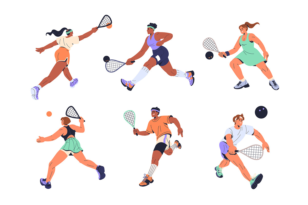Squash players. People play tennis, a Sport Illustration by PaperTrident (Photo 1 of 7)