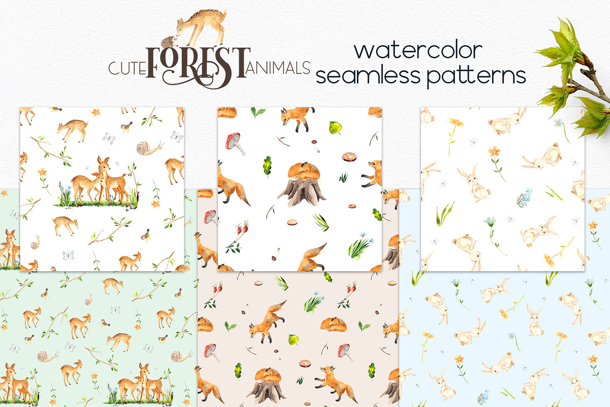 Watercolor Forest Animals, an Object Graphic by Ana-Sakuta (Photo 11 of 18)