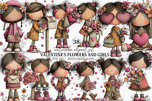 Valentine's Flowers and Girls, an Illustration by Canvas Craft