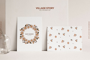 Village Story Baby Vector Set