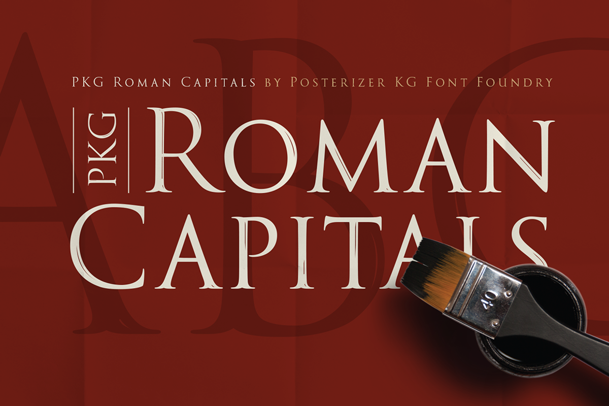 PKG Roman Capitals, a Serif Font by Posterizer KG (Photo 1 of 6)