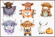 Halloween Highland Cow Ghost Clipart, an Illustration by Sublimation Artist (Thumbnail 3 of 6)