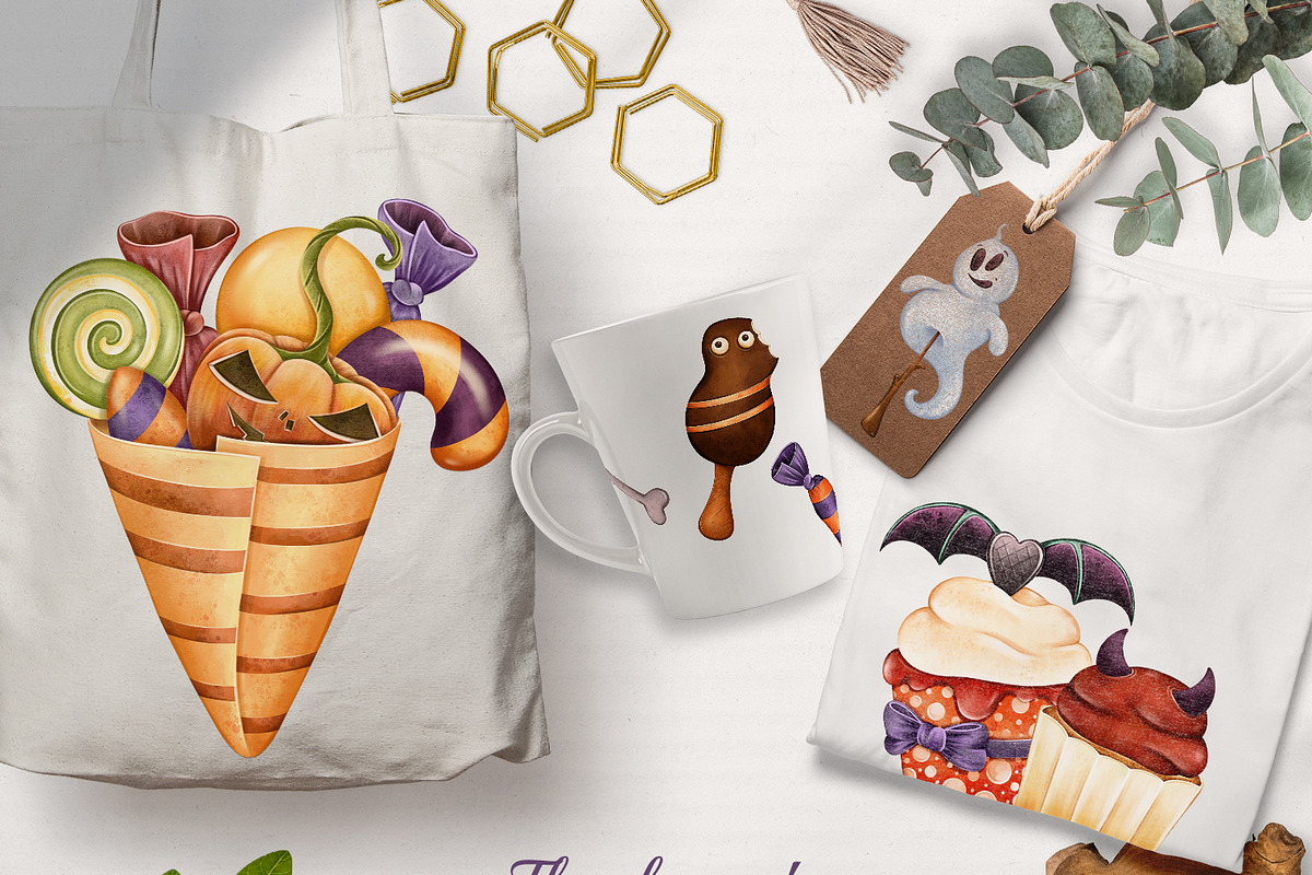 Cute Halloween candy Clipart PNG Se, a Food Illustration by Mespilia (Photo 5 of 5)