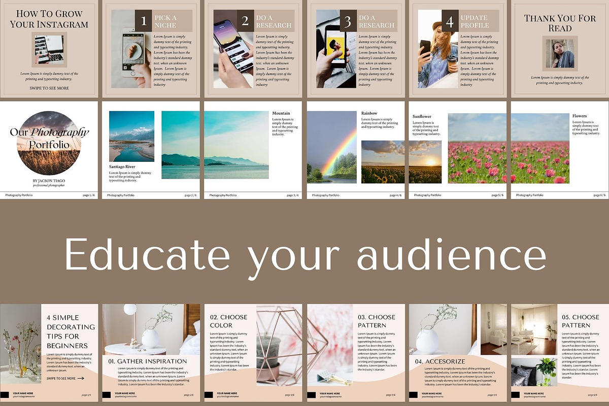 180 Instagram Carousel Bundle CANVA, a Social Media Template by bonadigitals (Photo 6 of 12)