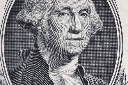 Washington on 1 dollar note, United States, a Photo by WorldPhotos